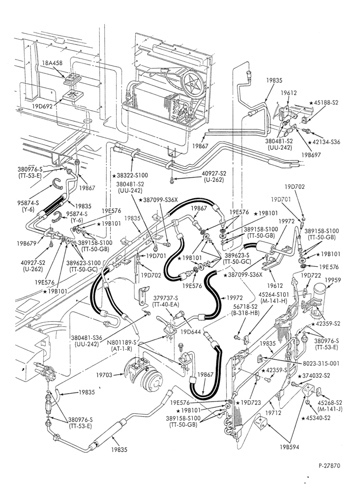 AC HOSES & TUBES-8 cyl. - 5.8L - w/aux. A/C-E