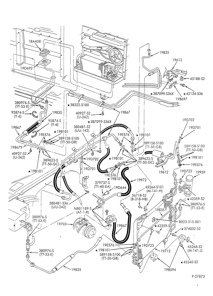 AC HOSES & TUBES-8 cyl. - 6.9L - w/aux. A/C-E