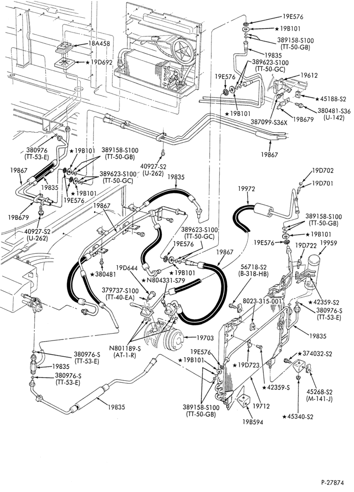 AC HOSES & TUBES-8 cyl. - 6.9L - w/aux. A/C - w/aux. heat-E