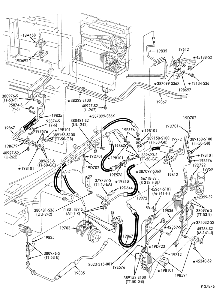 AC HOSES & TUBES-8 cyl. - 7.5L - w/aux. A/C-E