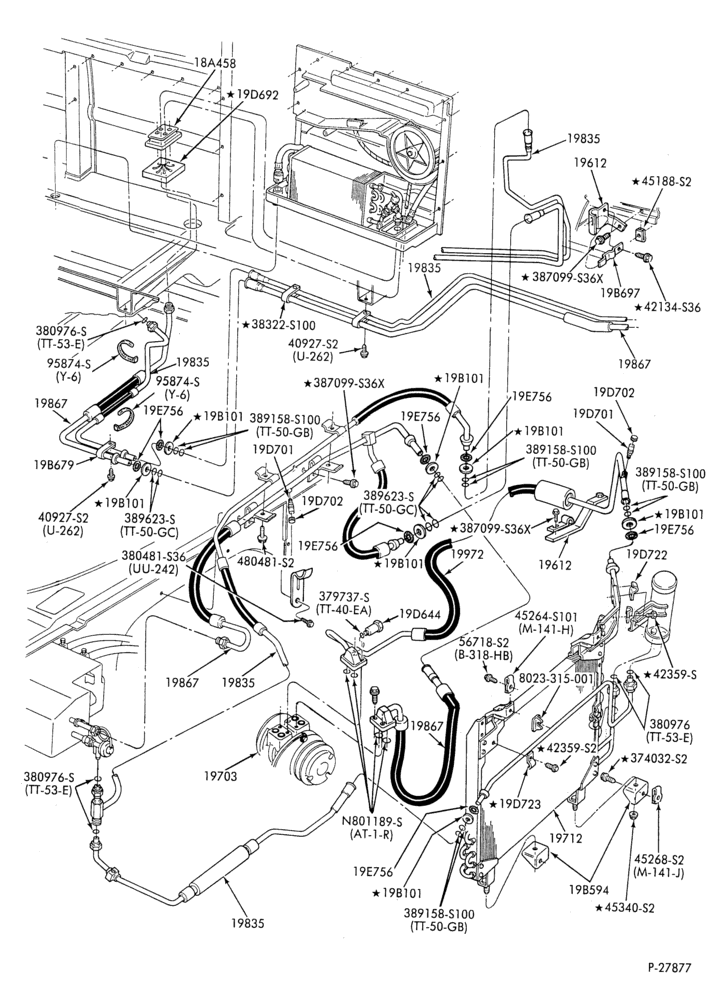 AC HOSES & TUBES-8 cyl. - 7.5L - w/aux. A/C - w/aux. heat-E