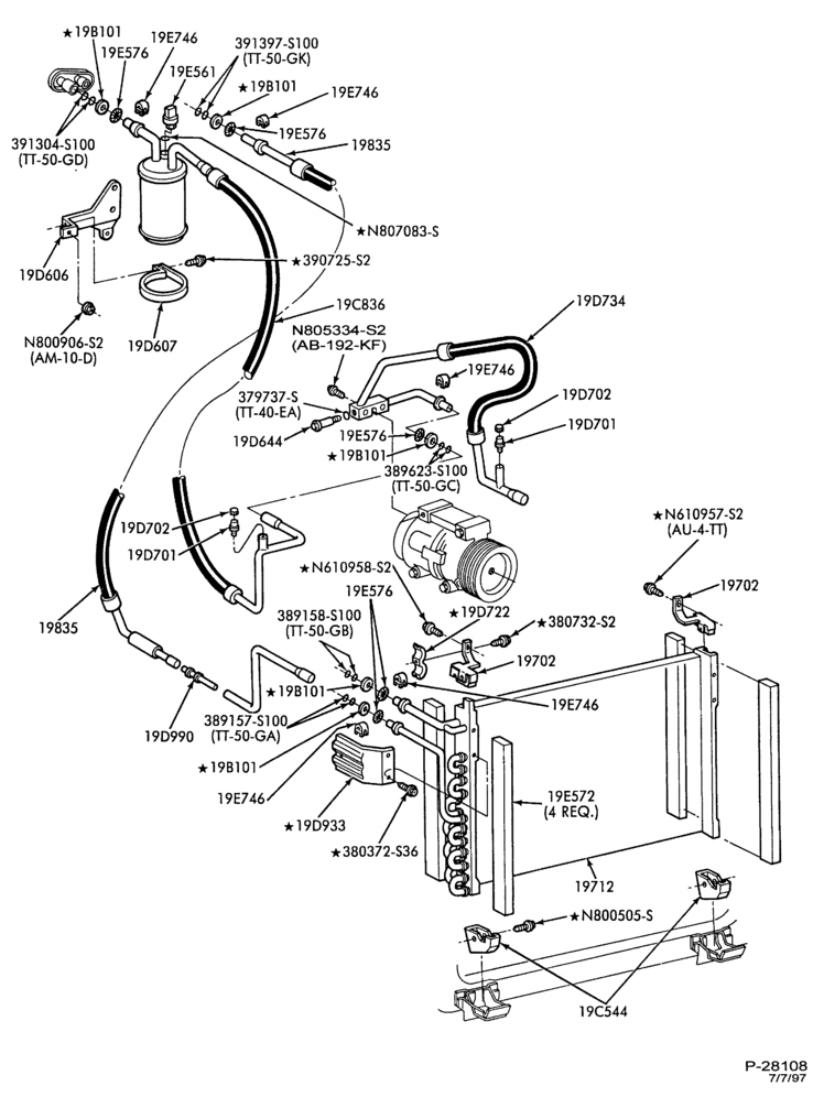 197.2 - AIR CONDITIONER-Engine Compartment - integral - 3.8L - w/o S/C