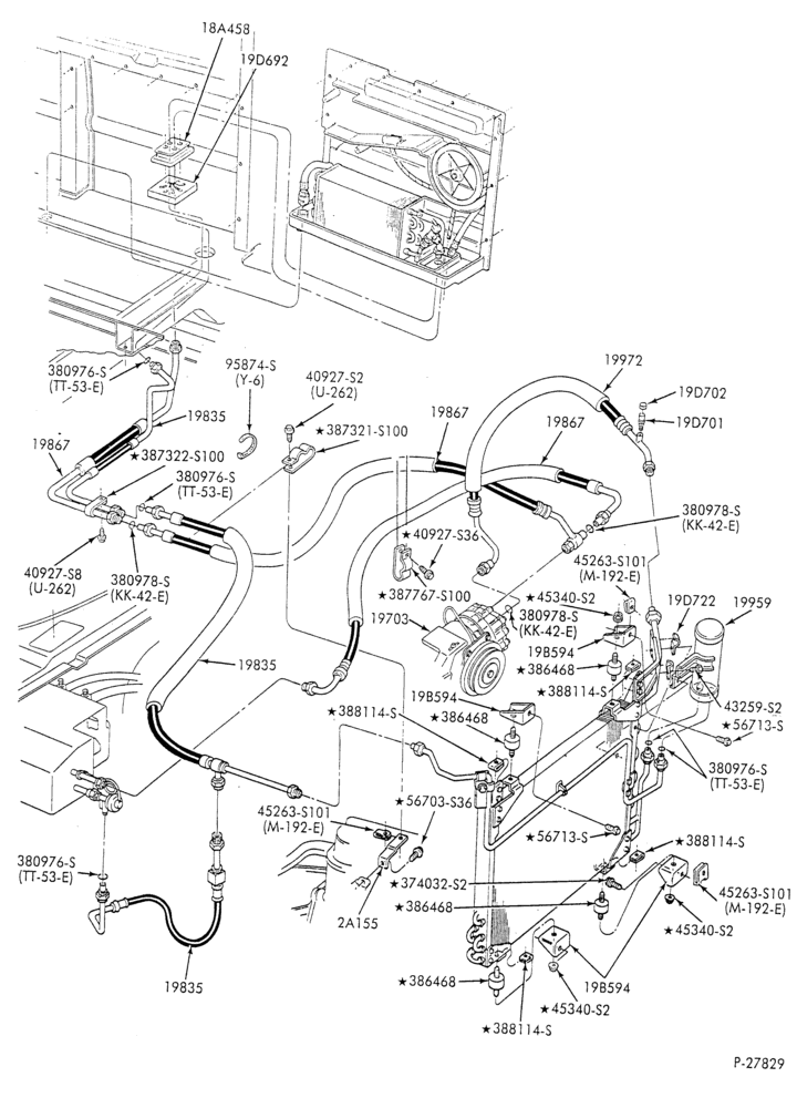 AC HOSES & TUBES-6 cyl. - 4.9L - w/aux. A/C - S.W.B.-E