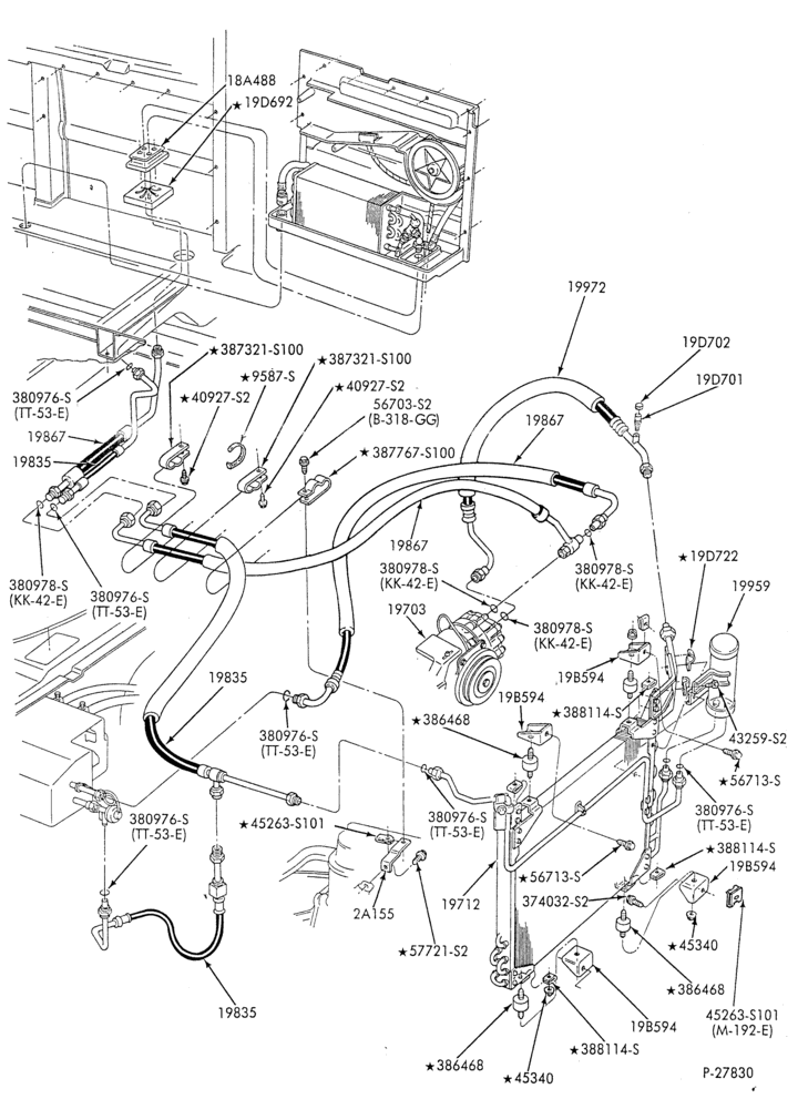 AC HOSES & TUBES-6 cyl. - 4.9L - w/aux. A/C - L.W.B.-E