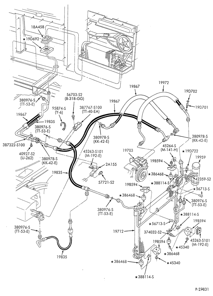 AC HOSES & TUBES-6 cyl. - 4.9L - w/aux. A/C - w/aux. heat - S.W.B.-E