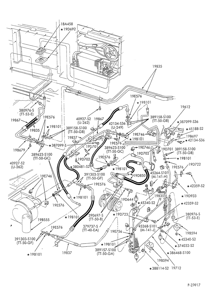 AC HOSES & TUBES-8 cyl. - 7.5L - w/aux. A/C-E