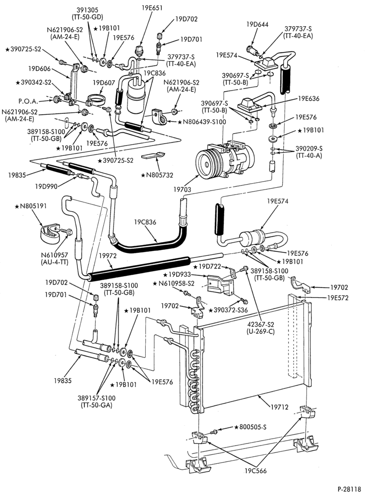 AIR CONDITIONER-Engine Compartment Condenser & Hoses - integral - 6 cyl. 3.8L