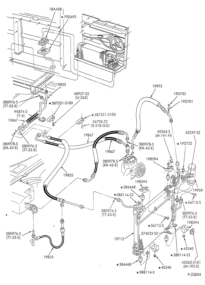 AC HOSES & TUBES-8 cyl. - 5.0L - w/aux. A/C - w/aux. heat - L.W.B.-E