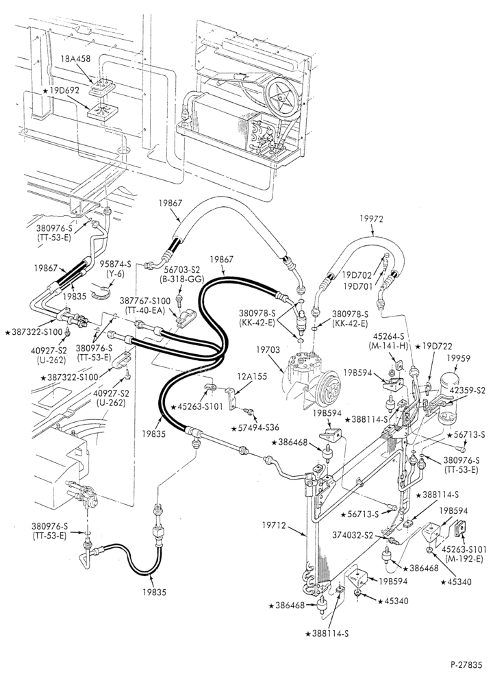 AC HOSES & TUBES-8 cyl. - 5.0L - w/aux. A/C - S.W.B.-E
