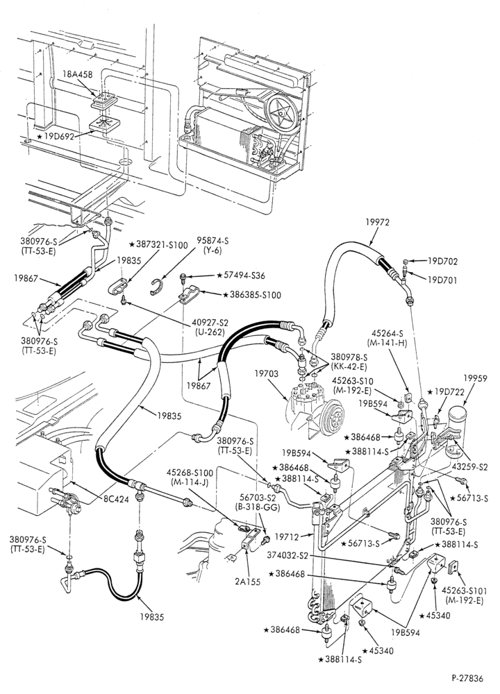 AC HOSES & TUBES-8 cyl. - 5.0L - w/aux. A/C - L.W.B.-E