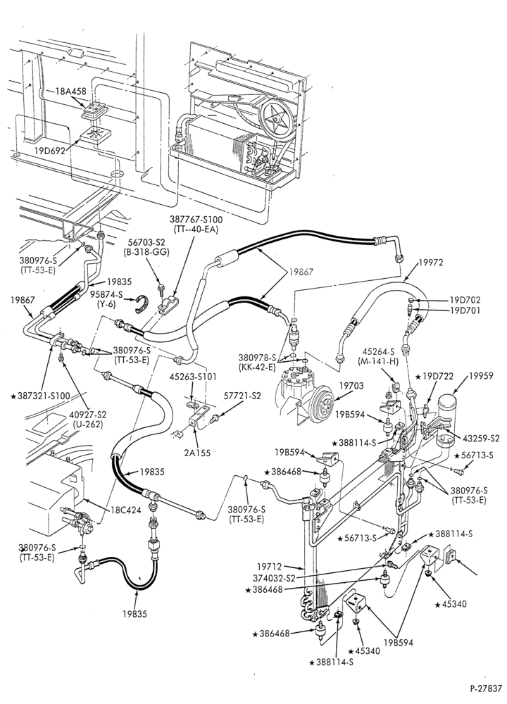 AC HOSES & TUBES-8 cyl. - 5.0L - w/aux. A/C - w/aux. heat - S.W.B.-E