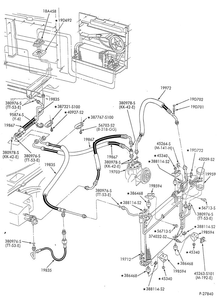 AC HOSES & TUBES-8 cyl. - 5.8L - w/aux. A/C - L.W.B.-E