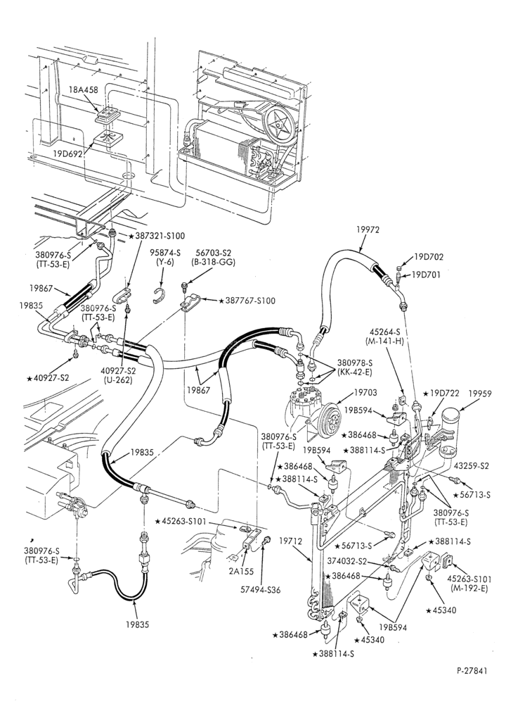 AC HOSES & TUBES-8 cyl. - 5.8L - w/aux. A/C - w/aux. heat - S.W.B.-E