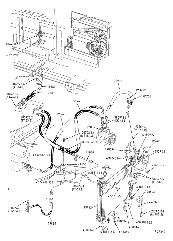 AC HOSES & TUBES-8 cyl. - 5.8L - w/aux. A/C - w/aux. heat - L.W.B.-E