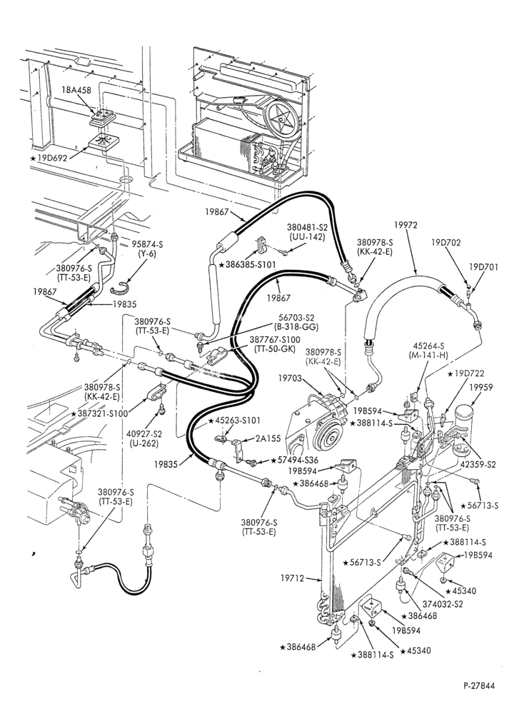 AC HOSES & TUBES-8 cyl. - 5.8L & 6.6L - w/aux. A/C - S.W.B.-E