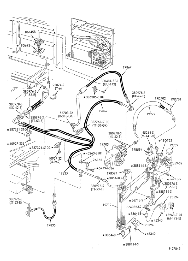 AC HOSES & TUBES-8 cyl. - 5.8L & 6.6L - w/aux. A/C - L.W.B.-E