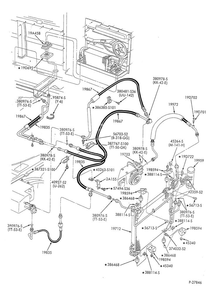 AC HOSES & TUBES-8 cyl. - 5.8L & 6.6L - w/aux. A/C - w/aux. heat - S.W.B.-E