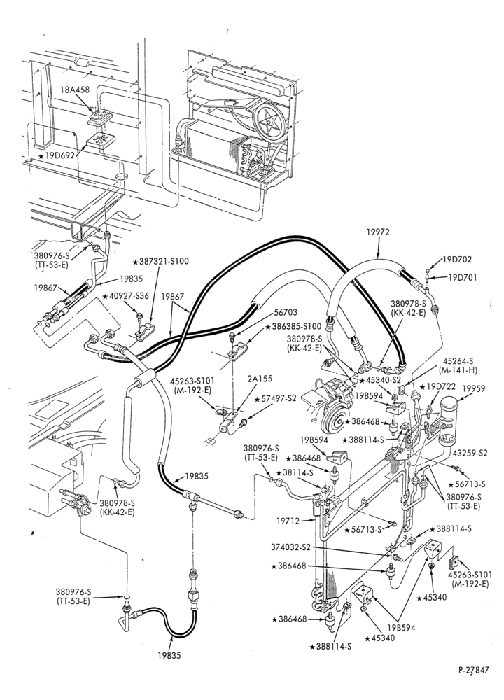 AC HOSES & TUBES-8 cyl. - 5.8L & 6.6L - w/aux. A/C - w/aux. heat - L.W.B.-E