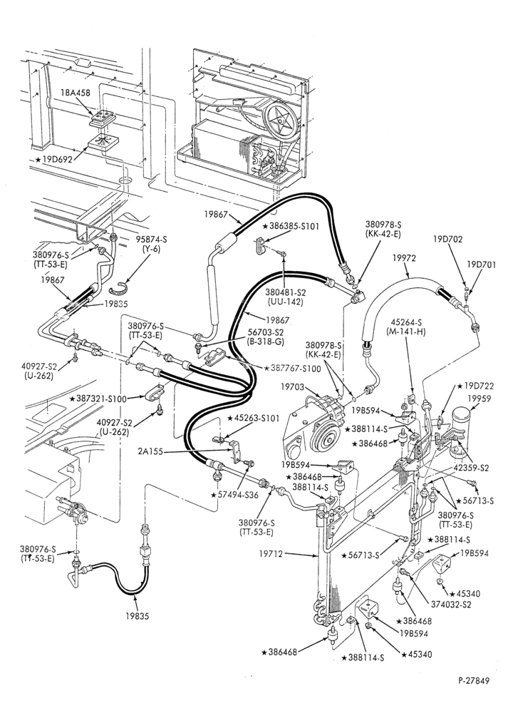 AC HOSES & TUBES-8 cyl. - 7.5L - w/aux. A/C - S.W.B.-E