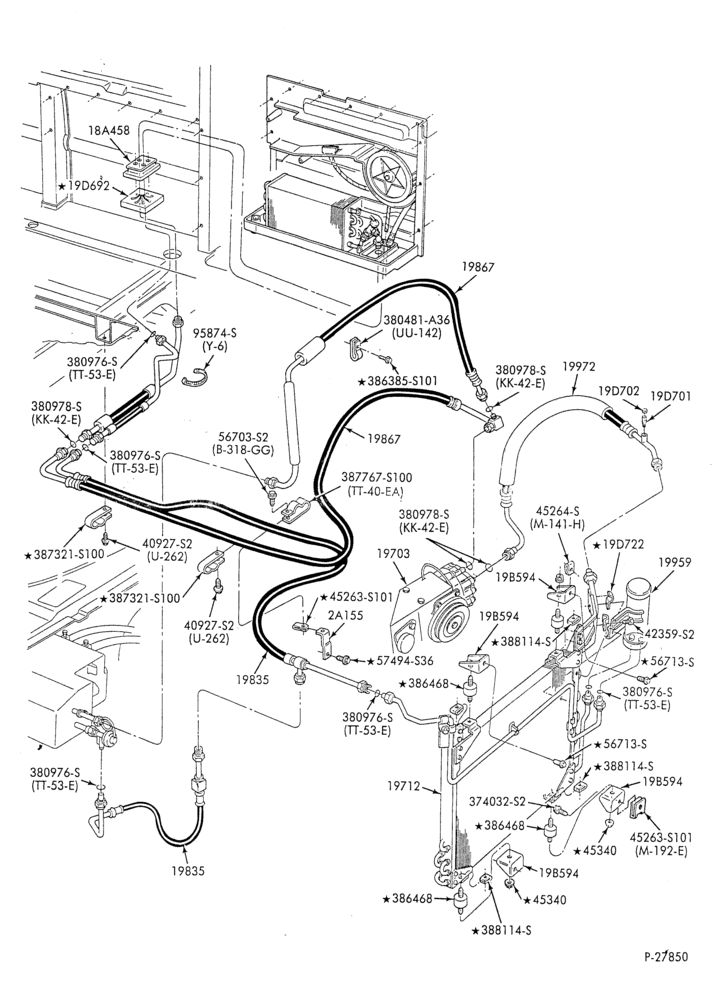 AC HOSES & TUBES-8 cyl. - 7.5L - w/aux. A/C - L.W.B.-E
