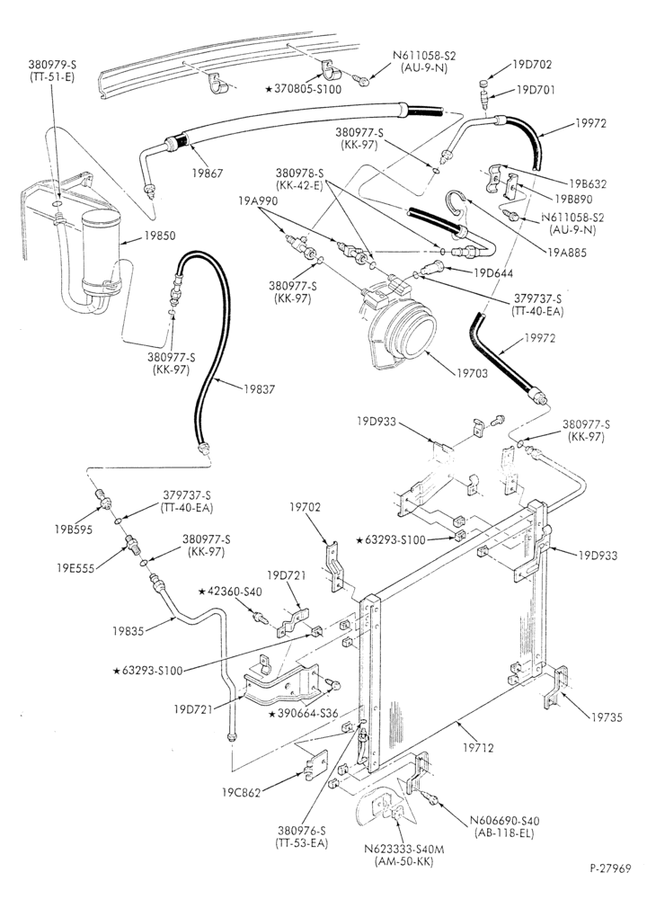 AC HOSES & TUBES-8 cyl. - 5.8L - pre-charged-F & U