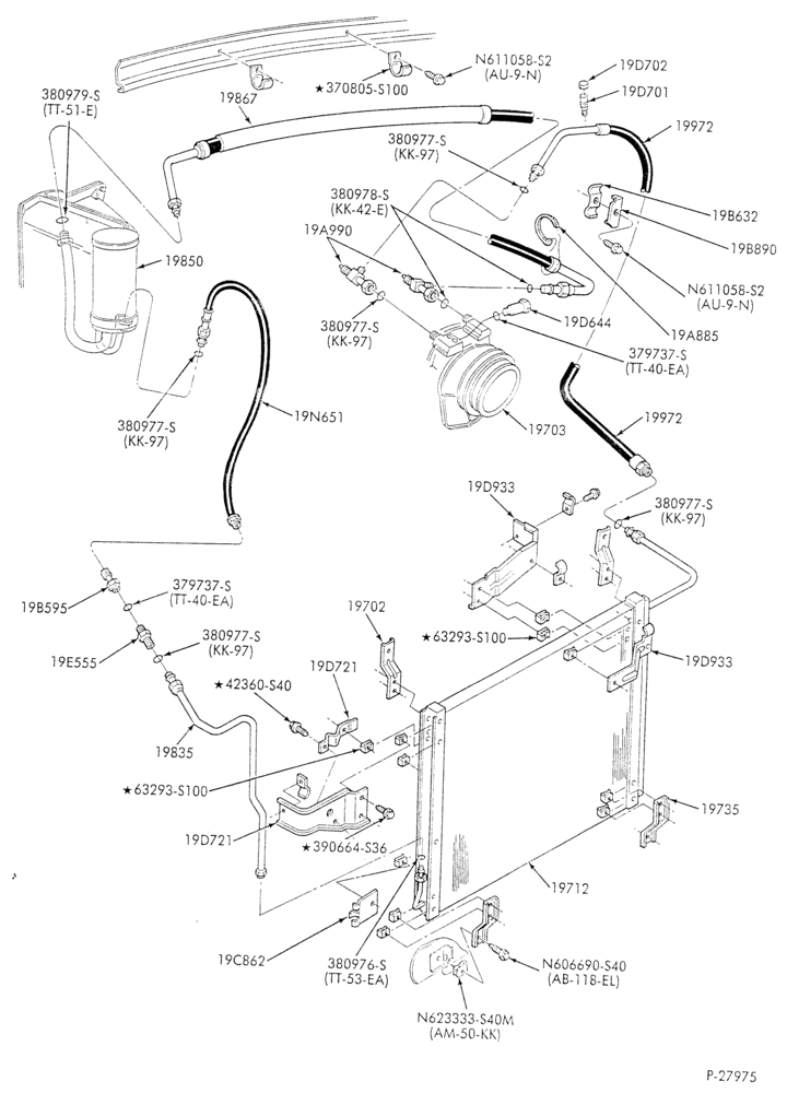 AC HOSES & TUBES-8 cyl. - 7.5L - pre-charged-F & U