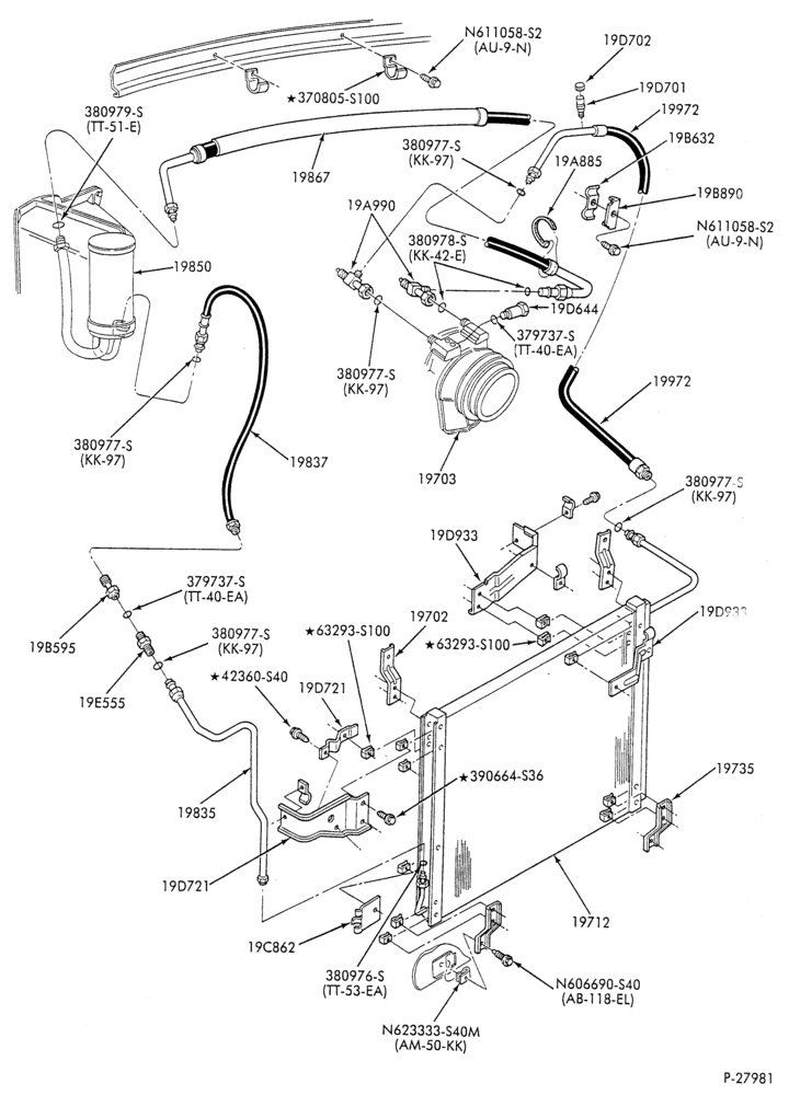 AC HOSES & TUBES-8 cyl. - 5.8L - pre-charged-F & U