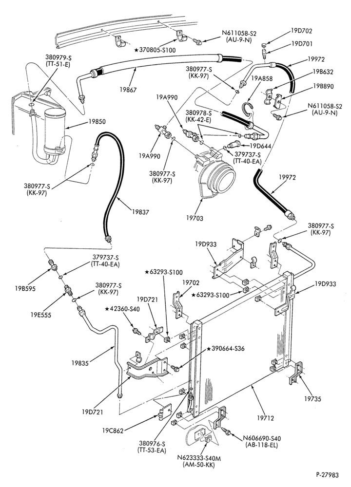 AC HOSES & TUBES-8 cyl. - 6.9L - pre-charged-F & U