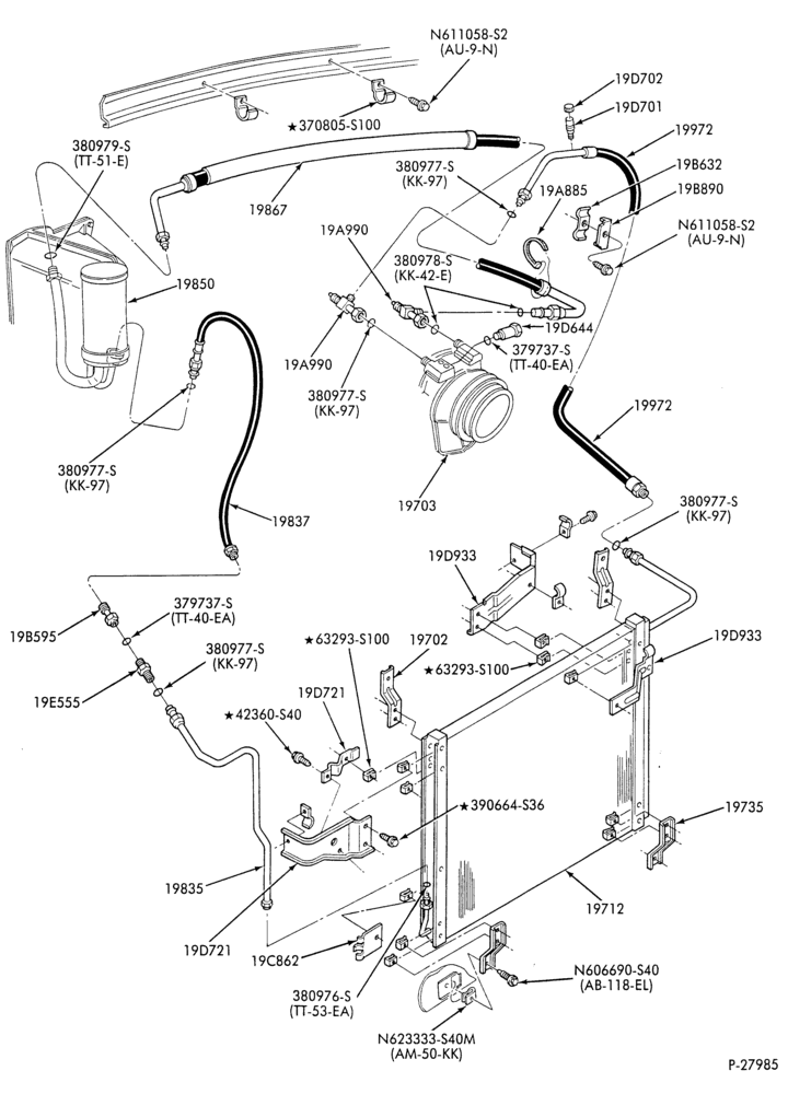 AC HOSES & TUBES-8 cyl. - 7.5L - pre-charged-F & U