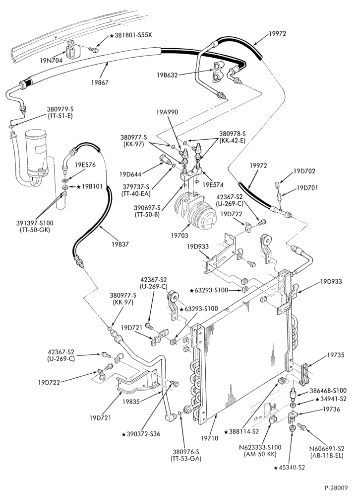 AC HOSES & TUBES-8 cyl. - 5.0L - pre-charged-F & U
