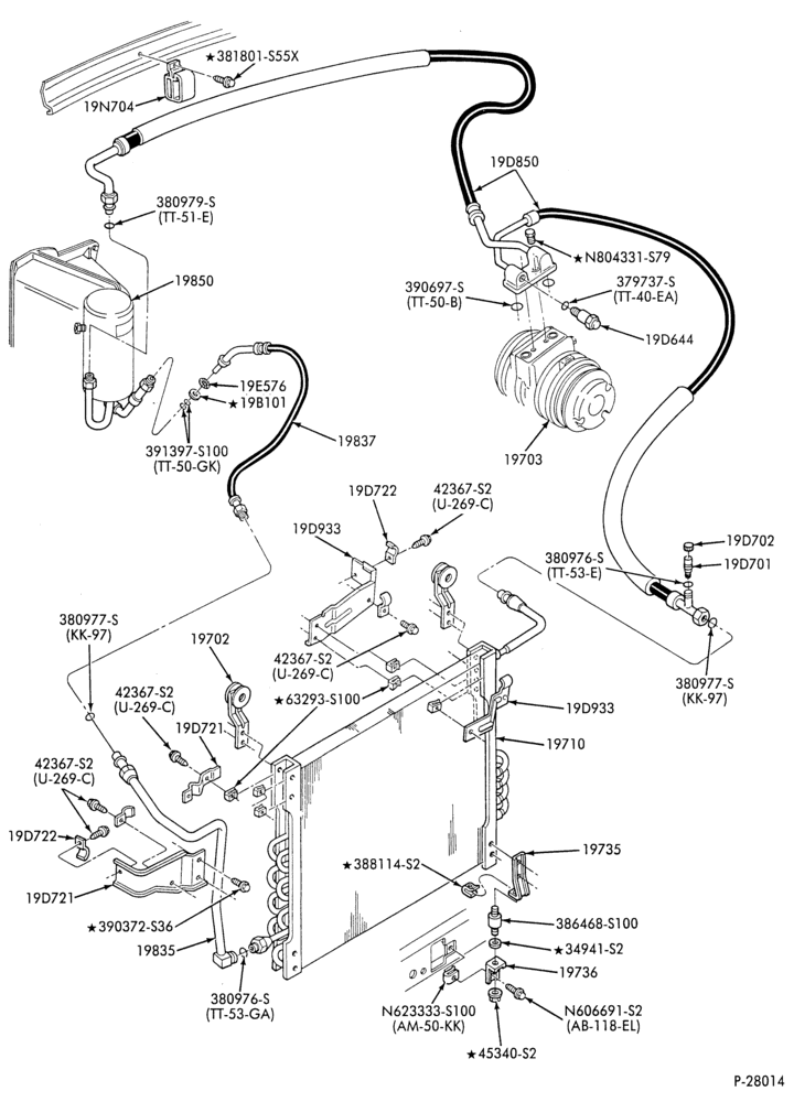 AC HOSES & TUBES-8 cyl. - 7.5L - in-plant charged-F & U