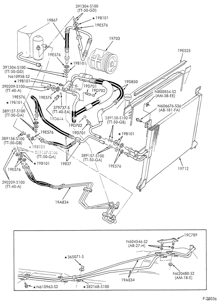 AC HOSES & TUBES-6 cyl. - 3.0L - w/aux. A/C-A