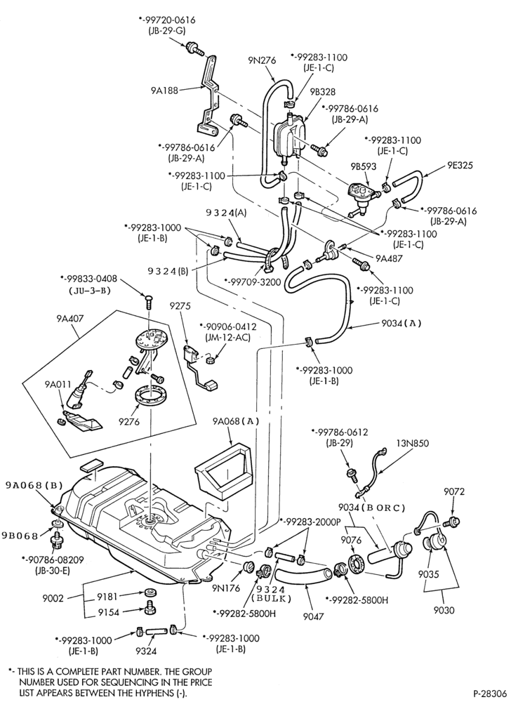90 - FUEL SYSTEM AND CALIBRATION-Fuel system - tank installation - B/T 61