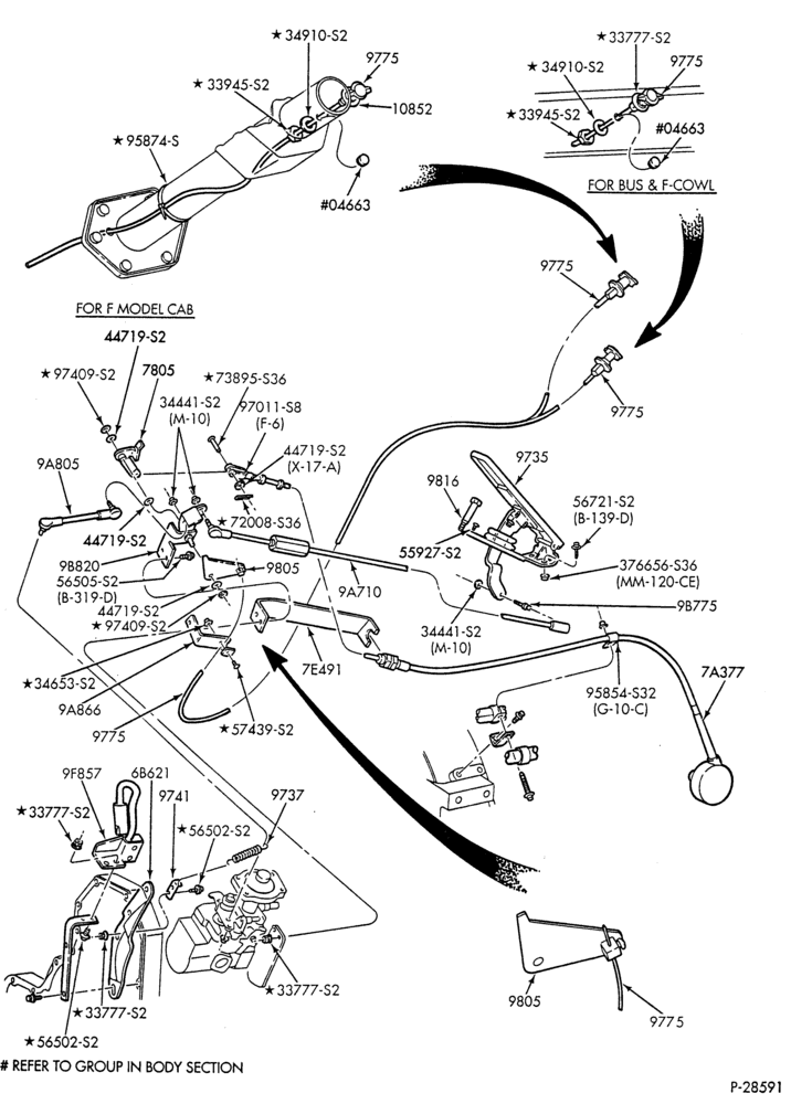 97.1 - 6 CYL. FD-1060 & FD-1460 DIESEL-Accelerator linkage - w/rotary injector pump - Page A