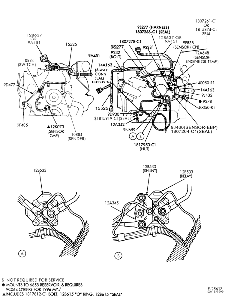STARTER, IGNITION AND HEADLAMP SWITCHES-Wiring system - engine - E350, E(Super Duty) - 8 cyl. 7.3L