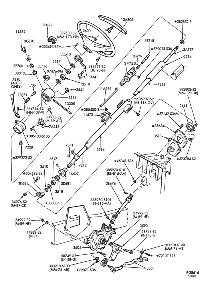 A72 - E4OD TYPE TRANSMISSION-Steering column and shift control - fixed wheel-F59 Stripped Chassis