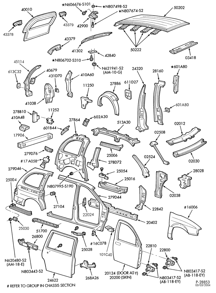 S/M - SHEET METAL-Sheet metal - upper body - R.H. side - 3 door-TW