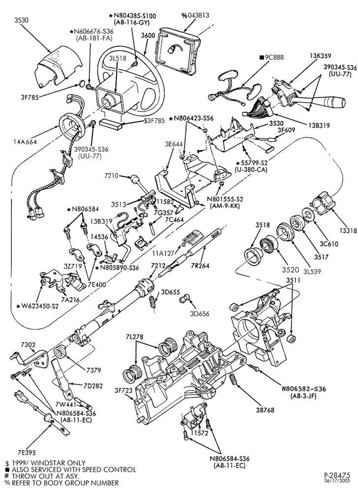AUTOMATIC TRANSMISSION-EXTERNAL PARTS - Steering column - column shift - tilt wheel-TW