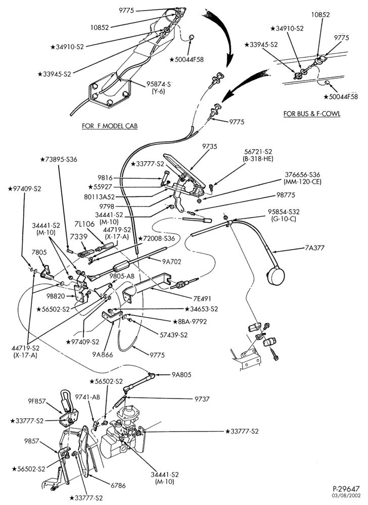 97.1 - 6 CYL. FD-1060 & FD-1460 DIESEL-Accelerator linkage - w/rotary injector pump - Page B