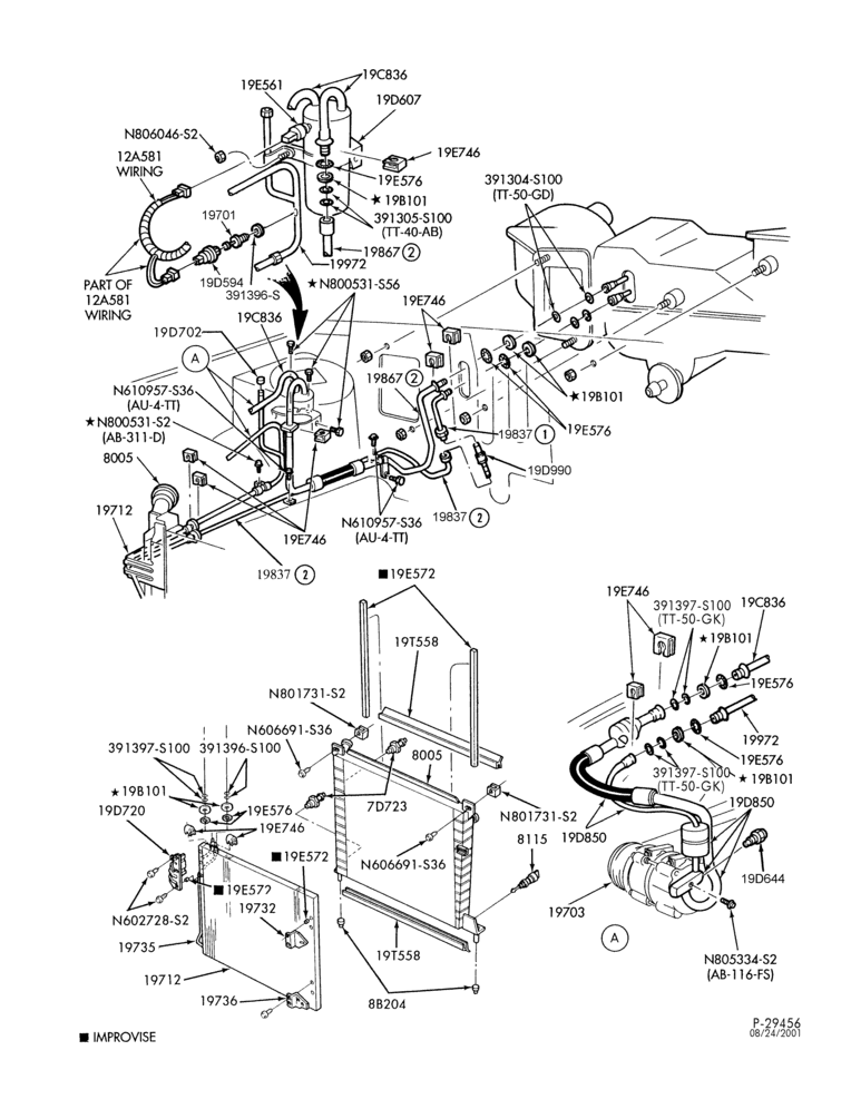 AIR CONDITIONING-Condenser & hoses - integral - main - w/o aux. A/C-TW