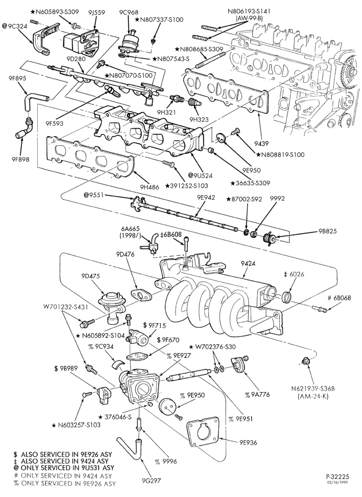 93 - 4 CYL. 2.0L - EXC. DOHC-Manifold & related parts - intake