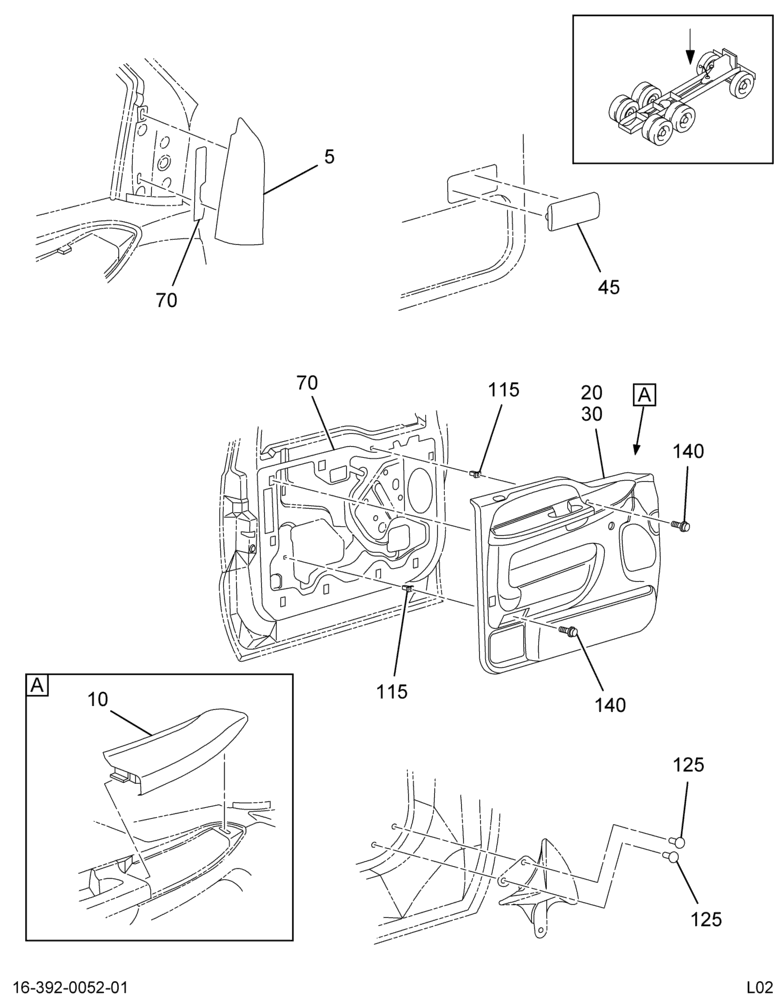 CAB DOOR PANEL INSTL; INTERIOR FRONT RIGHT