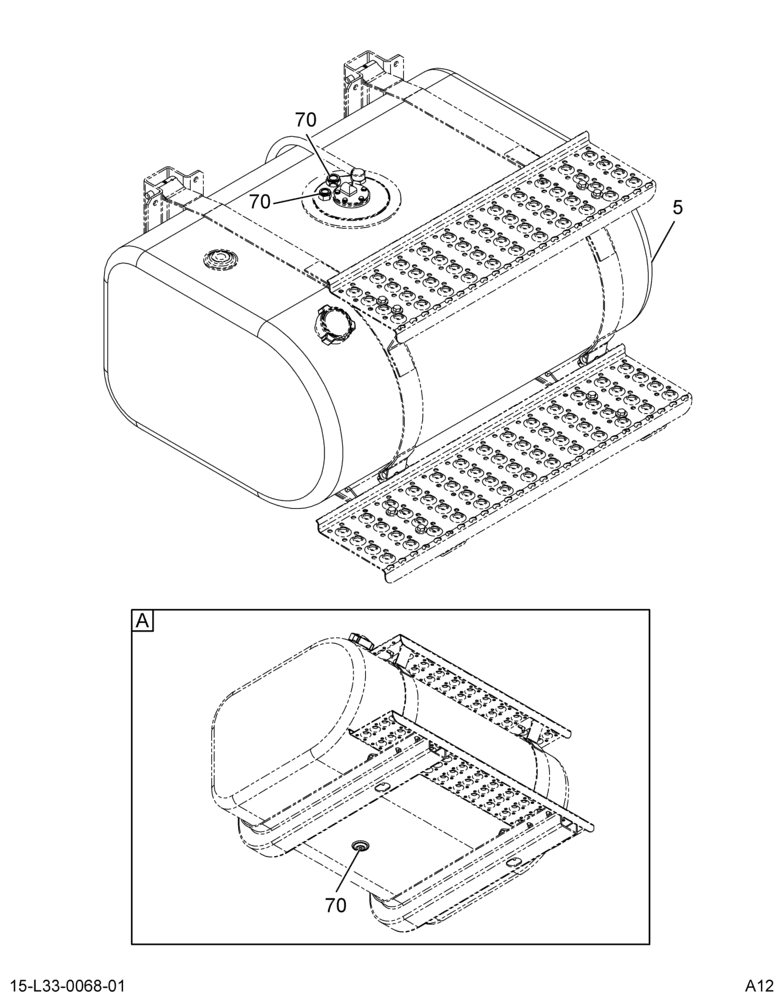 FUEL TANK MODULE; LT SIDE DRAW TUBE FITTINGS, (ABR#14)