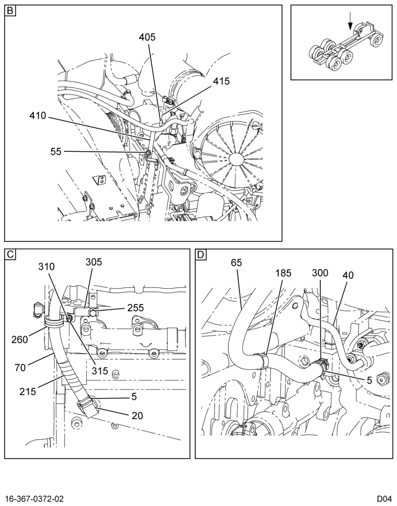 HTR OR HTR & A/C HOSE ROUTING; FOR JV W/CAT3126E 2/2
