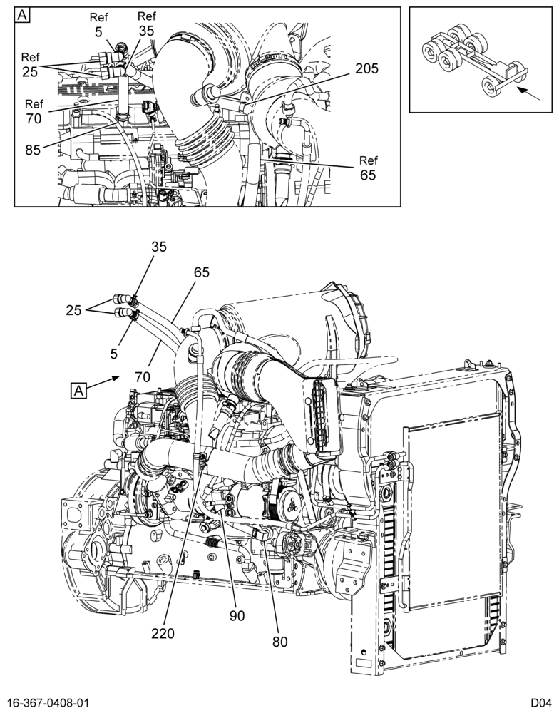 HTR & A/C HOSE ROUTING; DRIER TO CONDENSER, CUMMINS ISB