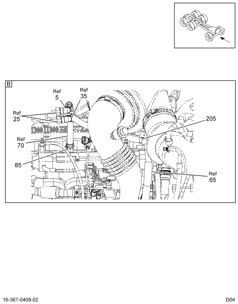 HTR & A/C HOSE ROUTING; DRYER TO COND, W/CUMMINS ISB 2/2