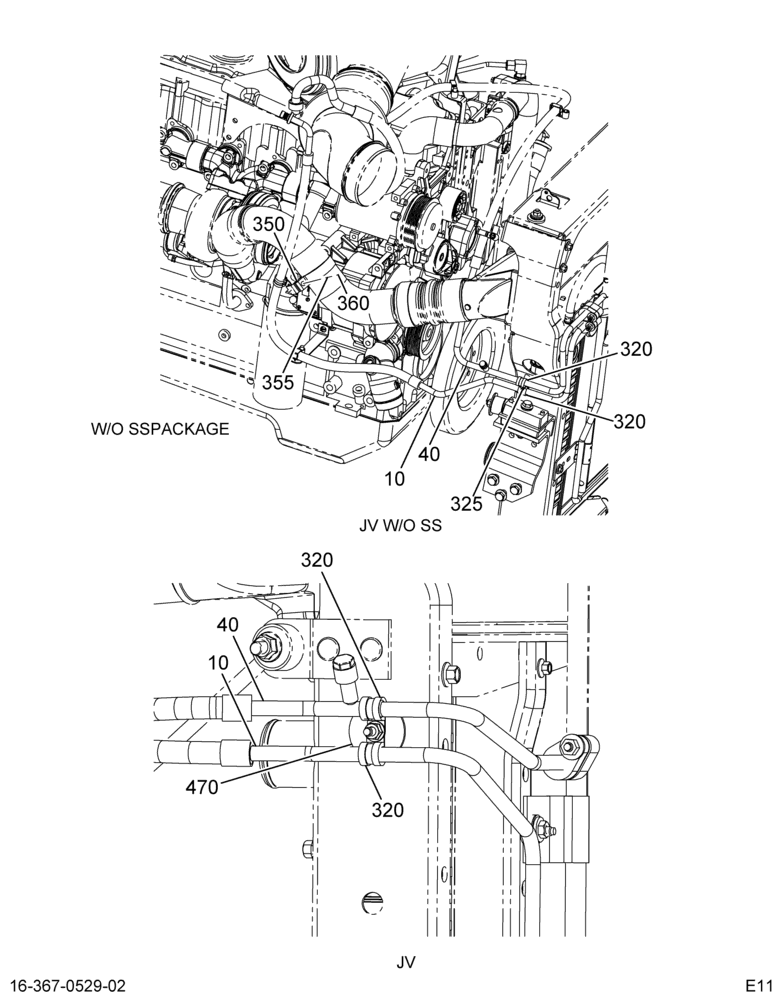HTR OR HTR & A/C HOSE ROUTING; FOR JV W/2007 CAT ENGINES 3/3