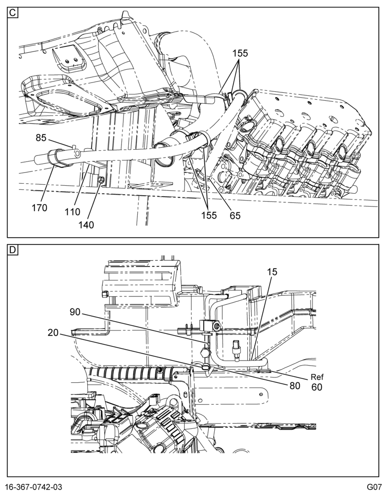 HTR & A/C HOSE ROUTING; LCF W/2007 ENG OR EFFECTS 3/3