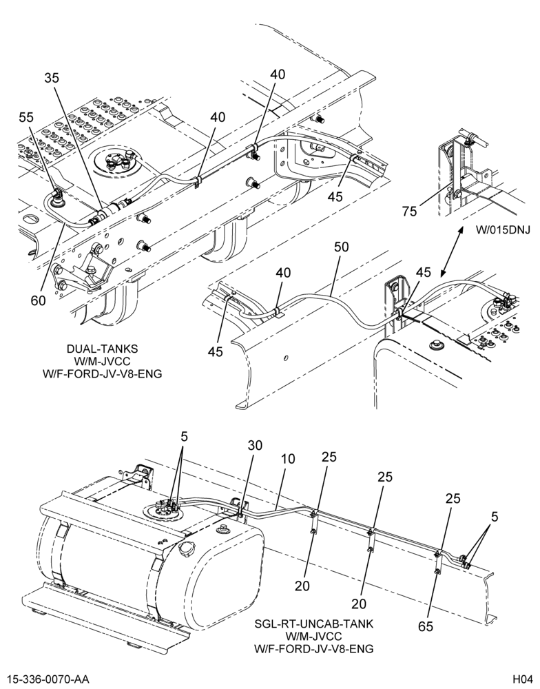 FUEL HOSING INSTL; W/INTL V8 ENG 2/2