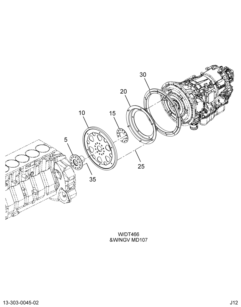 XMSN ADAPTER INSTL; FORD GAS ENGINE 2/2